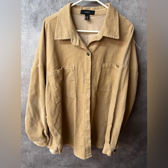 Forever 21 Jackets & Blazers - Forever 21 corduroy tan plus size shacket 3X